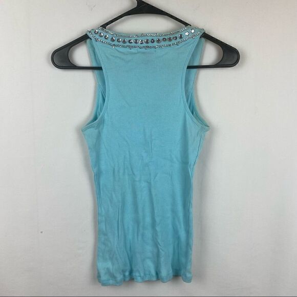 Twenty One teal tank top with sequins. - Picture 7 of 7